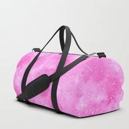 Abstract pink watercolor background. Pink color with white dots Duffle Bag