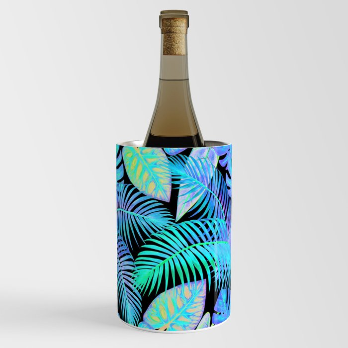 Tropical Fluorescent Palm Leaves Wine Chiller
