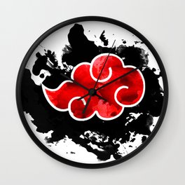 red cloud akatsuki watercolor  Wall Clock | Effect, Organizzation, Black, Graphic, Sketch, Art, Graphicdesign, Digital, Illustration, Style 