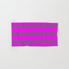 [ Thumbnail: Dim Grey and Fuchsia Colored Striped/Lined Pattern Hand & Bath Towel ]