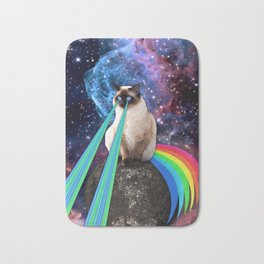 SIAMESE LASER CAT Bath Mat | Rainbowgalacticcat, Appleheadsiamese, Neoncolorslasers, Lasercatspace, Siamesecat, Collage, Funnycatspace, Catloverplanet, Outerspacekitty, Absurdhumour 