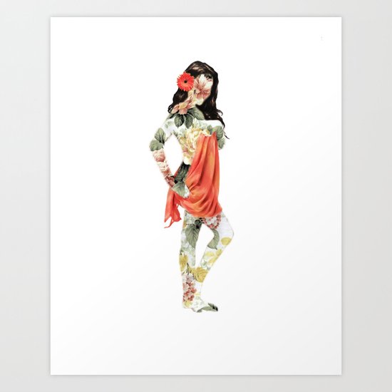 Floral Pin Up Girl Art Print
