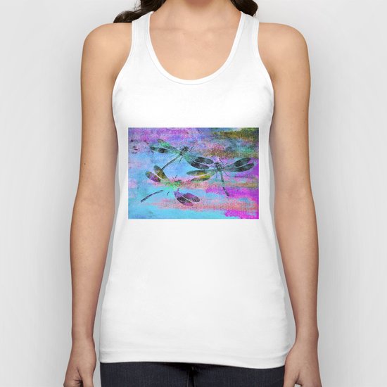 Mauritius Vintage Dragonflies Colours B Unisex Tank Top