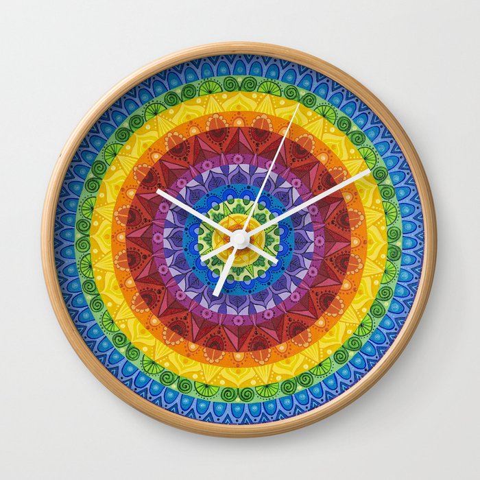 Rainbow Spectrum Mandala Wall Clock