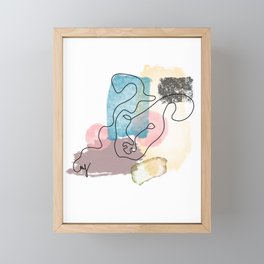 Abstract Dog Line Art with Watercolor Framed Mini Art Print