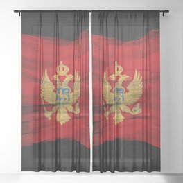 Montenegro flag brush stroke, national flag Sheer Curtain