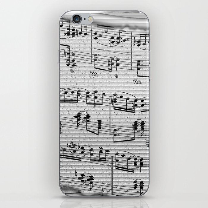 Geometric Abstract Black Gray White Gradient Musical Notes iPhone Skin