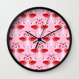 Flamingos in love Wall Clock