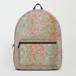 vintage pink and green floral illusion perceived fabric look Backpack