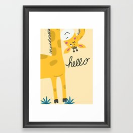 Print, Animal, giraffe, Baby, Nursery, Kids, Girl, Boy, Wall Art, Digital, hello Framed Art Print
