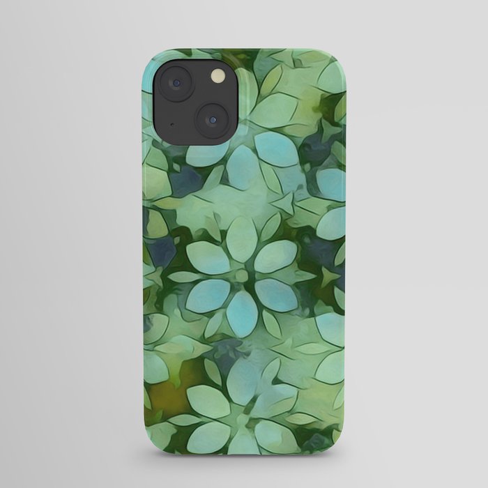 Modern Rainbow Flowers Green Aqua iPhone Case