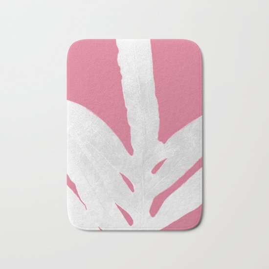 Green Fern on Pale Pink Bashful Inverted Bath Mat