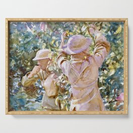 Thou Shalt Not Steal, Two British Soldiers Picking Apples in an Orchard, 1918 by John Singer Sargent Serving Tray