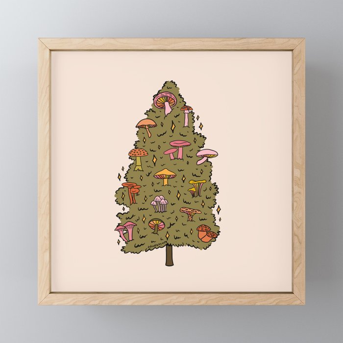 Mushroom Christmas Tree Framed Mini Art Print
