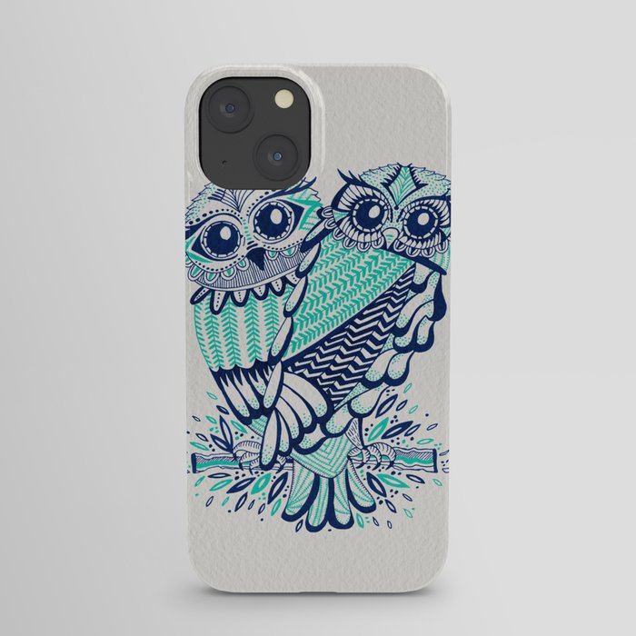 Owls - Turquoise & Navy iPhone Case