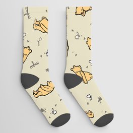 Neutral Classic Pooh Pattern Socks