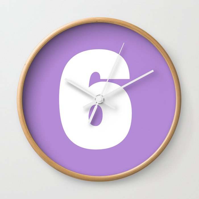 6 (White & Lavender Number) Wall Clock