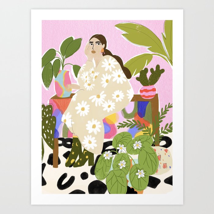 Hanging out with plants Art Print