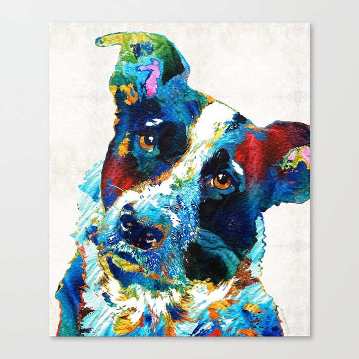 Colorful Dog Art Irresistible By Sharon Cummings Canvas Print