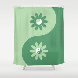Yin Yang Flower in Green Shower Curtain