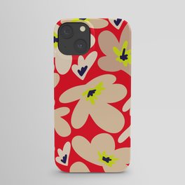 Retro Flowers Red and Beige iPhone Case