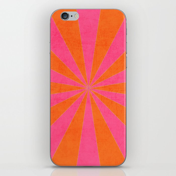 orange and hot pink starburst iPhone Skin