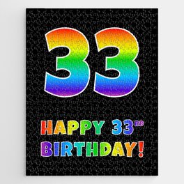 [ Thumbnail: HAPPY 33RD BIRTHDAY - Multicolored Rainbow Spectrum Gradient Jigsaw Puzzle ]
