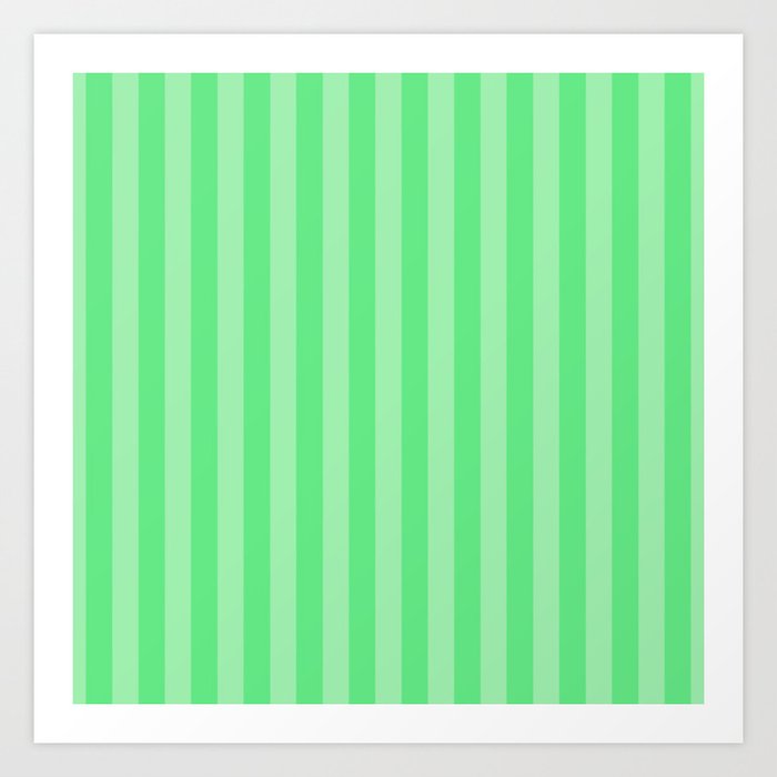 Algae Green and Pale Green Summer Cabana Beach Picnic Stripes Art Print