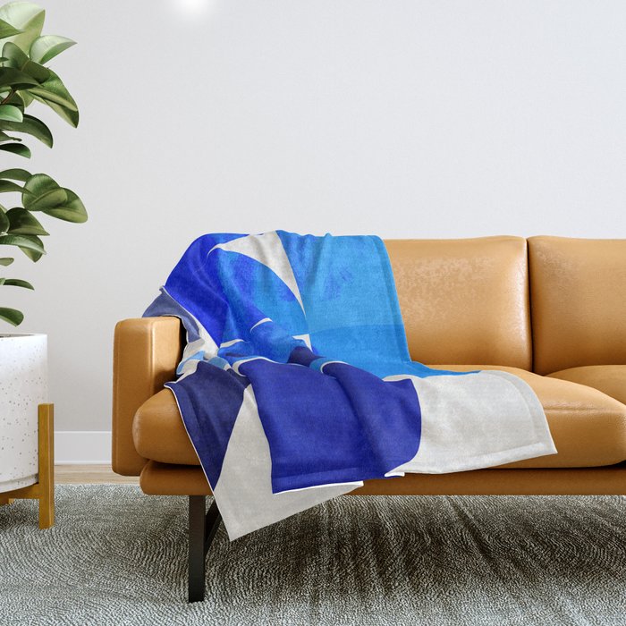mid century modern organic blue 2 Throw Blanket
