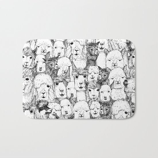 just alpacas black white Bath Mat