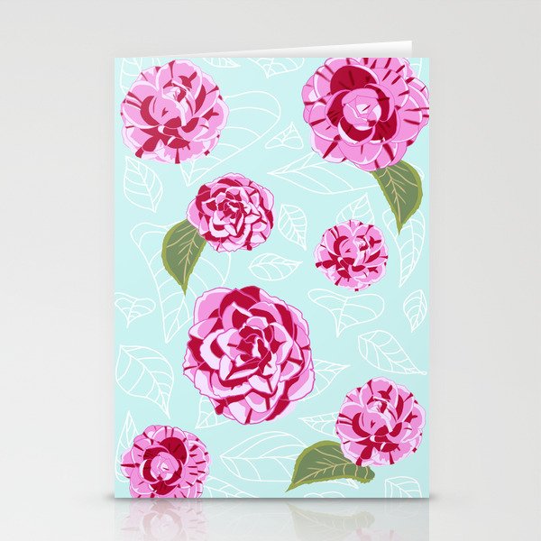 Elegant Botanical Camellia in Pink Stationery Cards