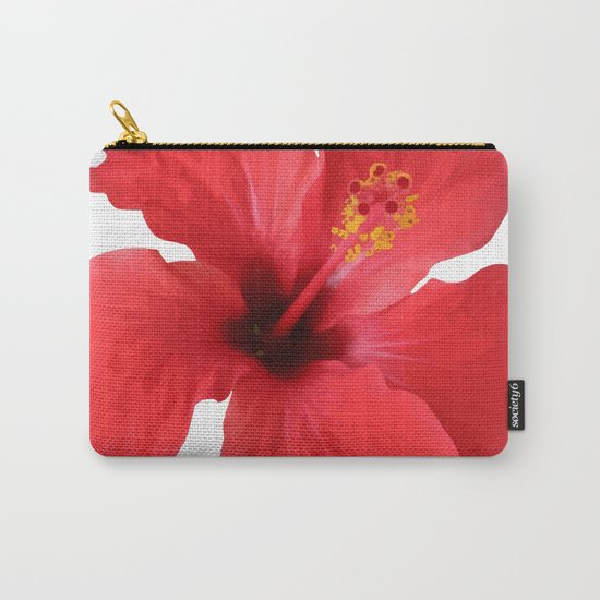 Scarlet Hibiscus Tropical Flower Vector Carry-All Pouch