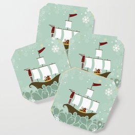 Santa and christmas sailboat Coaster