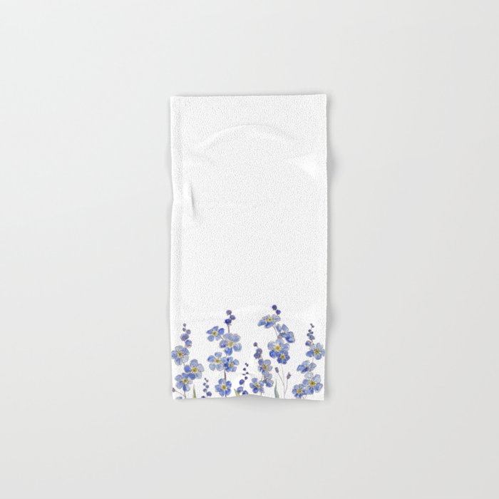 Blue Forget Me Not Blooms Hand Bath Towel by Jessica Rose Society6