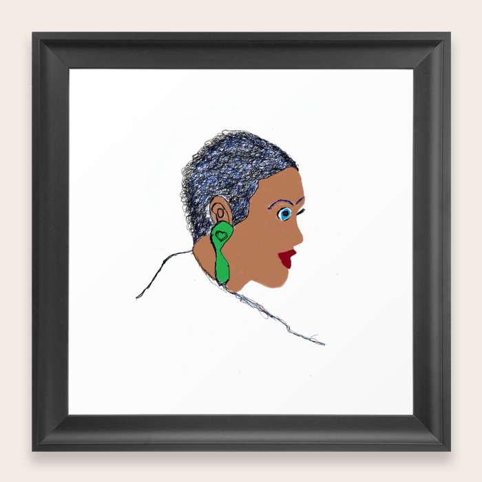 Short Hair Naturally Curly Hair Style Black Women Paint Drawing