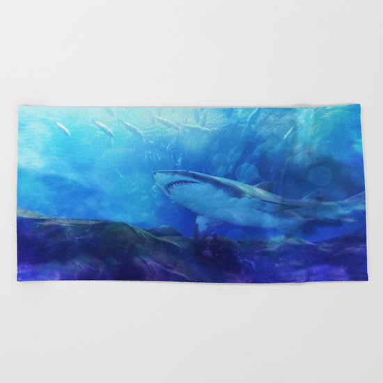Make Way for the Great White Shark King Beach Towel