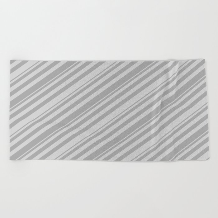 Light Gray and Dark Gray Colored Lines Pattern Beach Towel