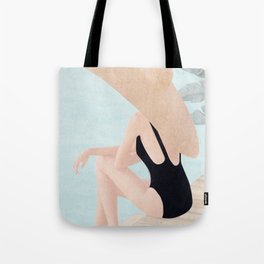 On the edge of the pool Tote Bag