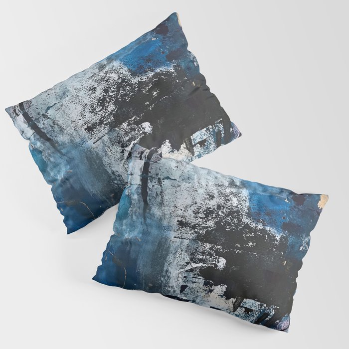 Breathe: colorful abstract in black, blue, purple, gold and white Pillow Sham