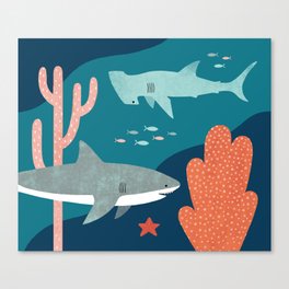 Silly Sharks Canvas Print