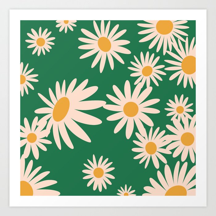 Retro Daisy pattern  Art Print