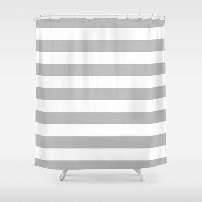 Gray and White Stripes Shower Curtain