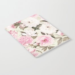 Vintage Blush Pink Spring Peonies Flower Botanical Garden Notebook