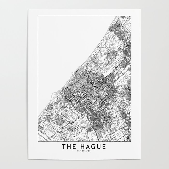 The Hague White Map Poster
