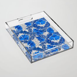 William Morris Floral, Sapphire Blue and Gray Acrylic Tray