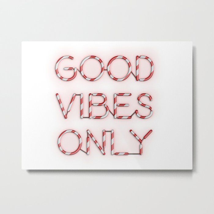 Neon Good Vibes - CandyCane Metal Print