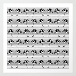 Cute Black White Umbrella Pattern Art Print | Illustration, 3D, Black, Pattern, Lovely, Rain, Concept, White, Cartoon, Cute 
