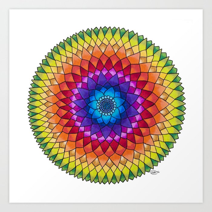 Rainbow Colored Pencil Mandala Drawing Poster by Colorpencil