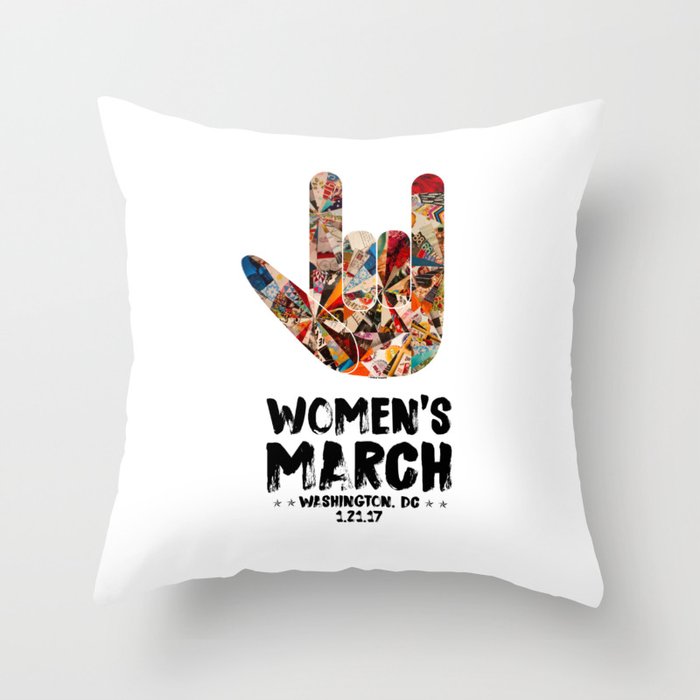 Iconic 'I Love You' in American Sign Language for Women's March Throw Pillow