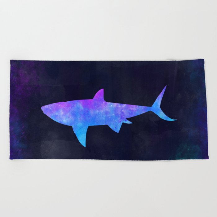Shark In Space Animal Graphic Art Watercolor Canvas Painting
